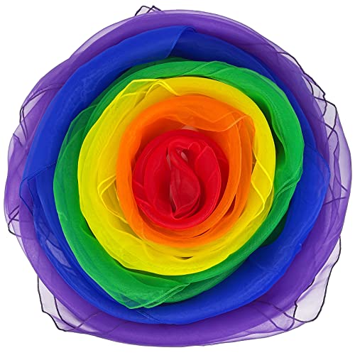 Dance Scarves for Kids 12 Pcs - Upgraded Play Scarves for Babies, Toddlers, Children - Movement Square Juggling Silk Music Dancing Scarf - Rhythm Band Pro (6 Colors, 24