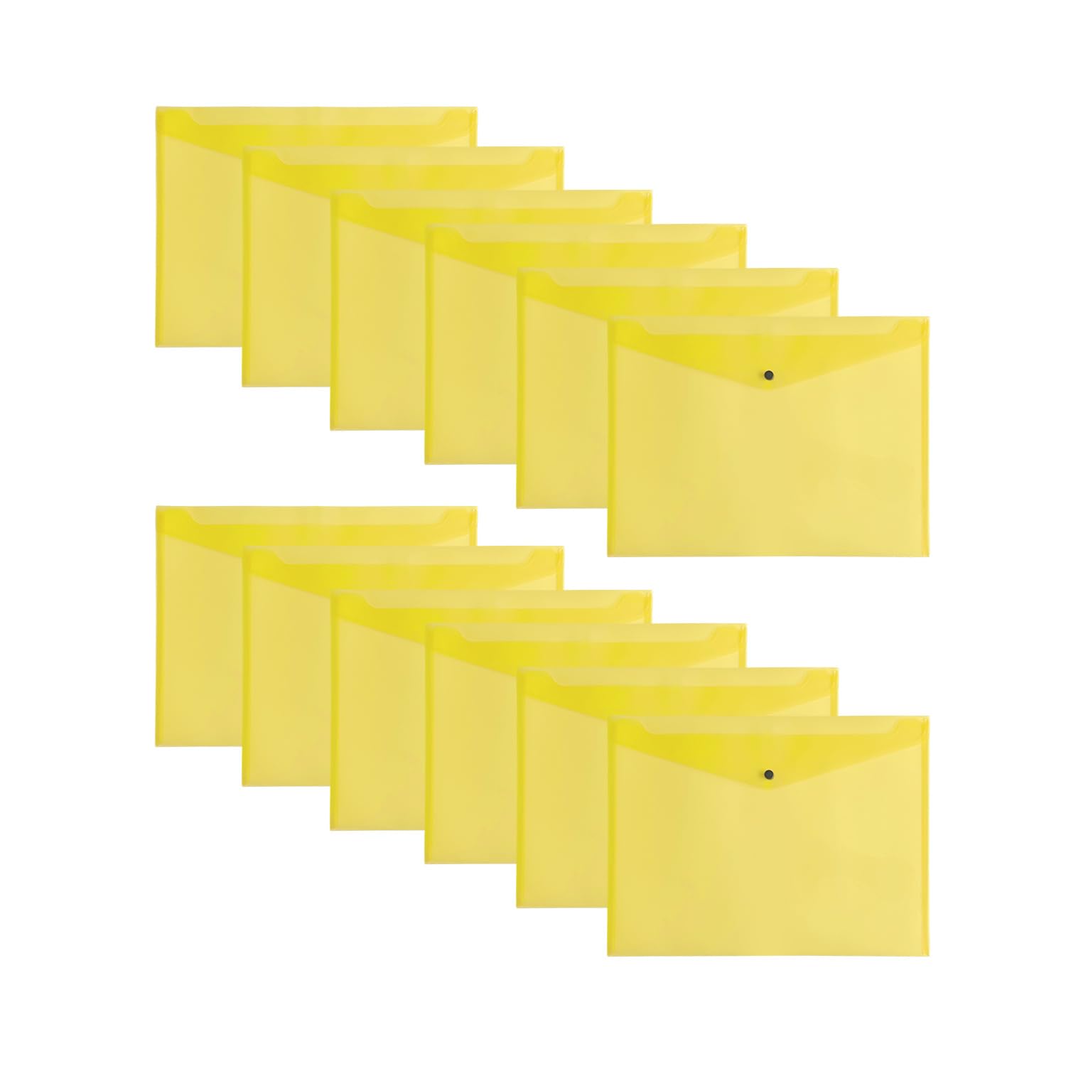 Pack of 12 Yellow Janrax A3 Wallets – Strong Polypropylene Document Folders with Press‑Stud Fastening, Holds 150 Sheets — image 1