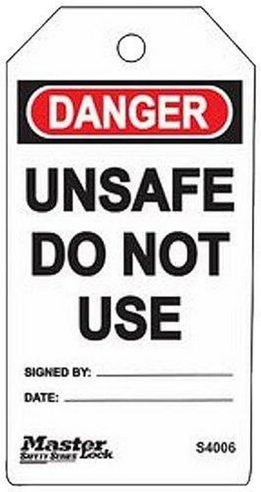 Master Lock "Danger" Etikett, Kunststoff, 14,6 cm Höhe, 7,6 cm Breite, Do Not Use - Unsafe, 6
