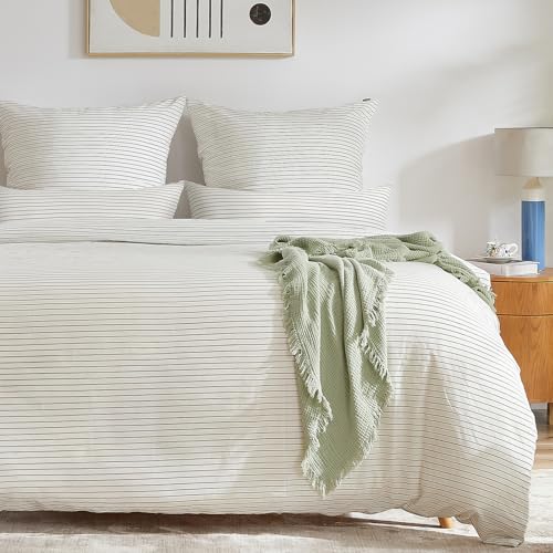 SOULFUL Bettwäsche 200x200 Baumwolle Gestreift, 100% Gewaschene Baumwolle...