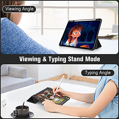 Image of Fintie Hybrid Slim Case for iPad Pro 11-inch (4th / 3rd Generation) 2022 /2021 - [Built-in Pencil Holder] Shockproof Cover w /Clear Transparent Back Shell, Also Fit iPad Pro 11 inch 2nd Gen, Black