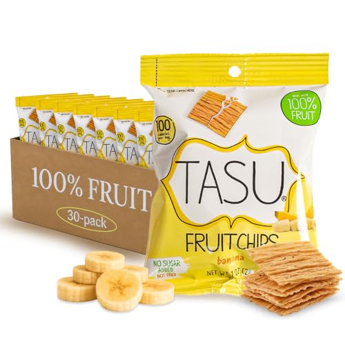 TASU Banana Dried Fruit Chips, Individual Bags, No Sugar Added, 30 Pack