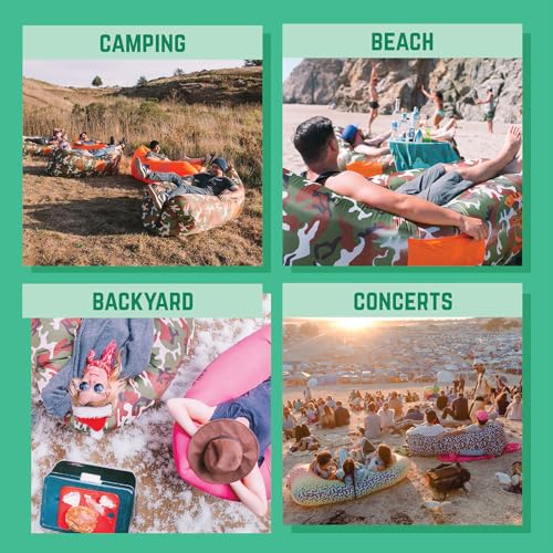 Chillbo Shwaggins Inflatable Couch – Cool Inflatable Chair Easy Setup is Ideal for Hiking Gear, Beach Chair and Music Festivals or Dad Gifts