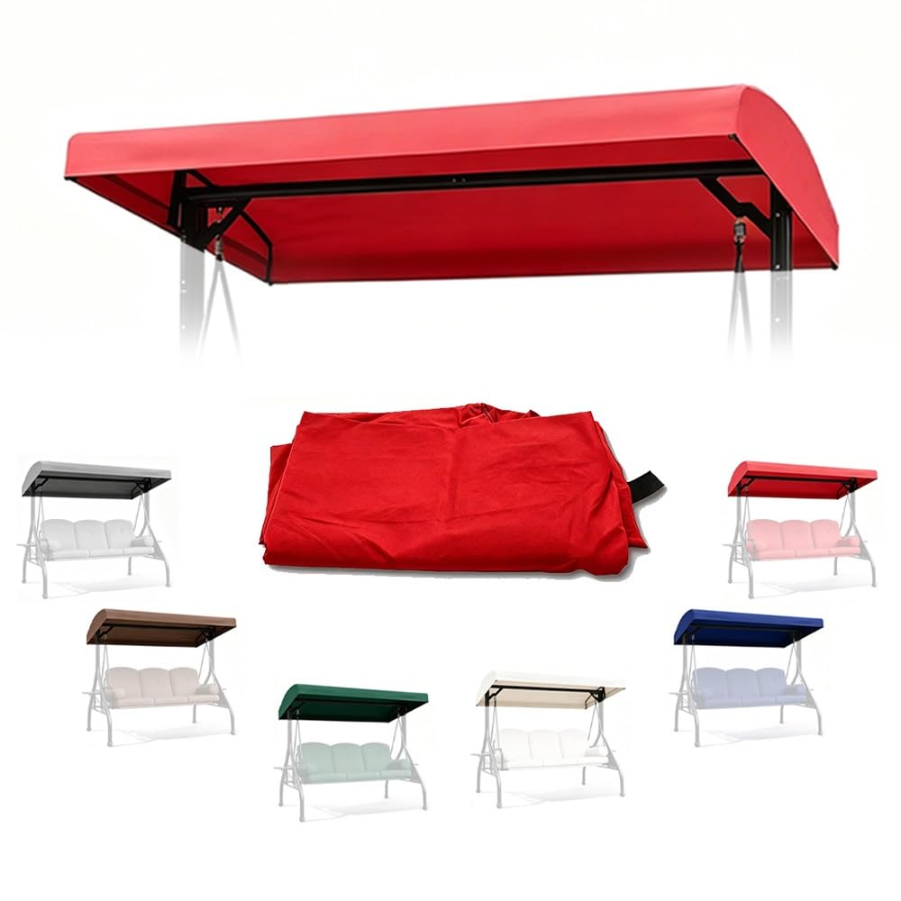 Toit De Rechange pour Balancelle De Jardin Auvent De Rechange pour Balancelle D'extérieur en Tissu Imperméable 3 Places Auvent De Balançoire Hollywoodienne(Red,77x49x9in(195x125x20cm))