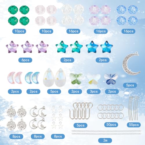 SUNNYCLUE 1 Box DIY 5 Sets Star Moon Sun Catchers Kit Hanging Sun Catcher Rainbow Catcher Window Hanging Prism Suncatcher Glass Crystal Suncatchers for Windows Indoor Outdoor Home Garden Decor - Image 2