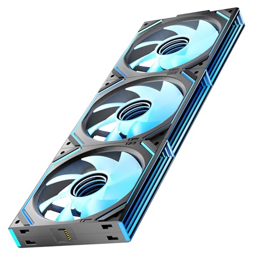Image of Interstellar V2 120mm Case Fan Infinity Mirror Module Daisy-Chain ARGB Fan Triple Pack with Controller Suitable for Computer Case & 360mm AIO Cooler(Black-3pack)