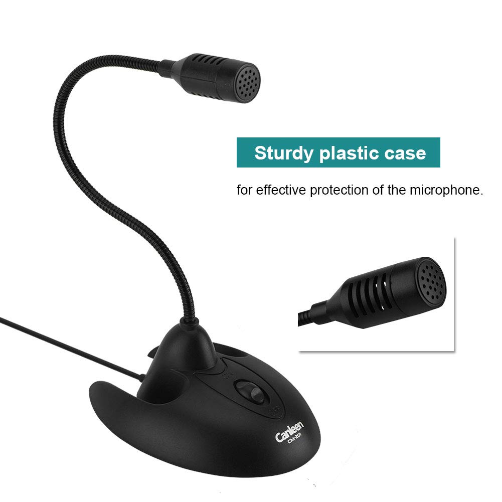 Microfono Desktop,ASHATA Microfono da Tavolo Flessibile a Collo D'Oca da 3,5 mm, Supporto Antiscivolamento Microfono a Condensatore per PC Stand Micro per Riunioni Aziendali, Chat Online, ECC.(Nero)