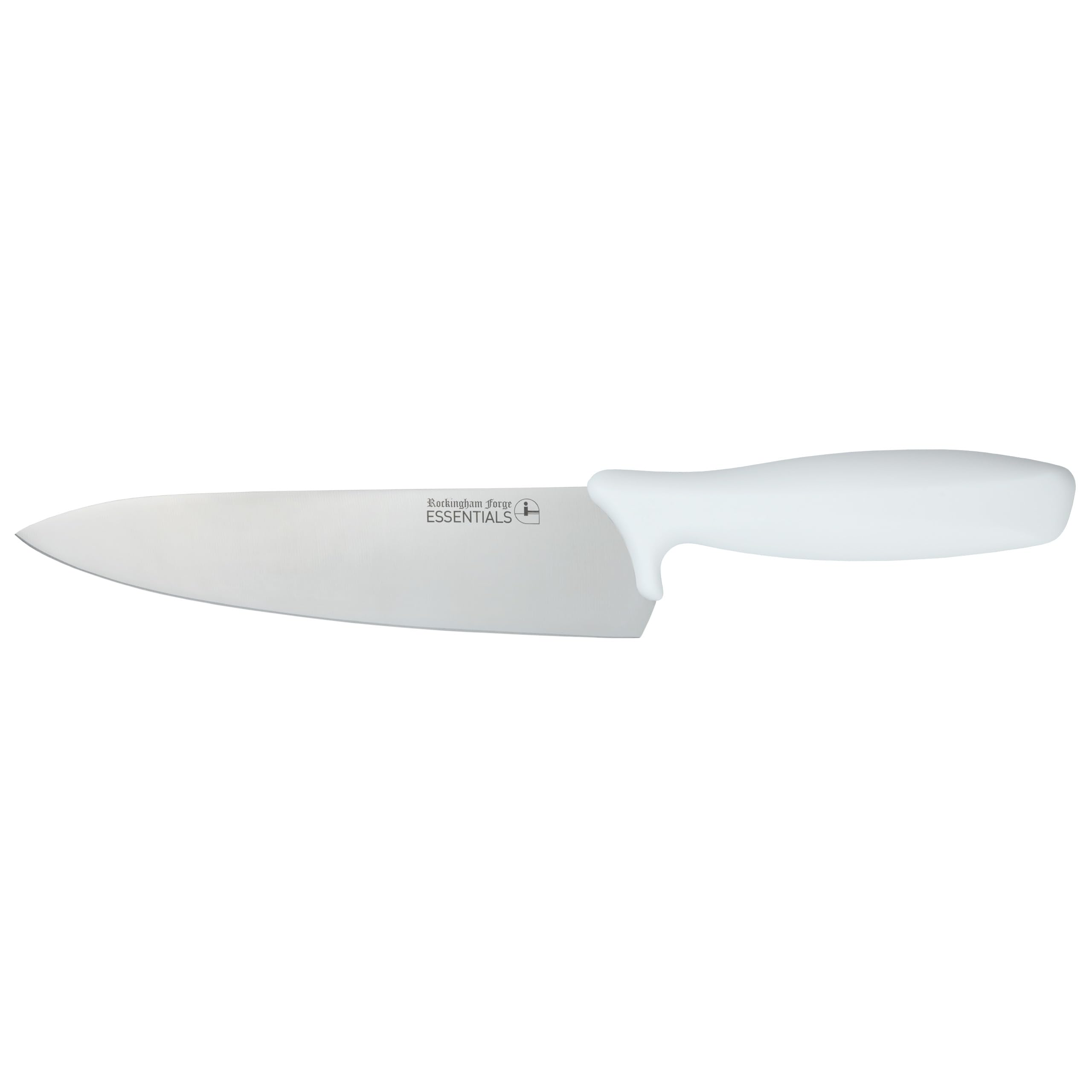Rockingham Forge Essentials White Handle Chef’s Knife 20cm for Bakery & Dairy - Coloured Knives for Food Hygiene, Allergen and Intolerance - Colour Coded Stainless Steel Kitchen Knives