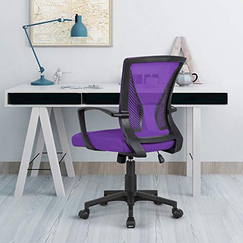 Yaheetech Bürostuhl Ergonomisch mit Netzbespannung Atmungsaktiv, Lila – Ansicht 2
