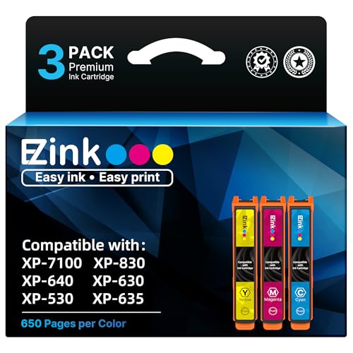 E-Z Ink Remanufactured Ink Cartridge Replacement for 410XL Ink Cartridges Combo Pack for Epson Printer Expression XP-830 XP-7100 XP-640 XP-630 XP-530 XP-635 (3 Pack, Cyan Magenta Yellow)