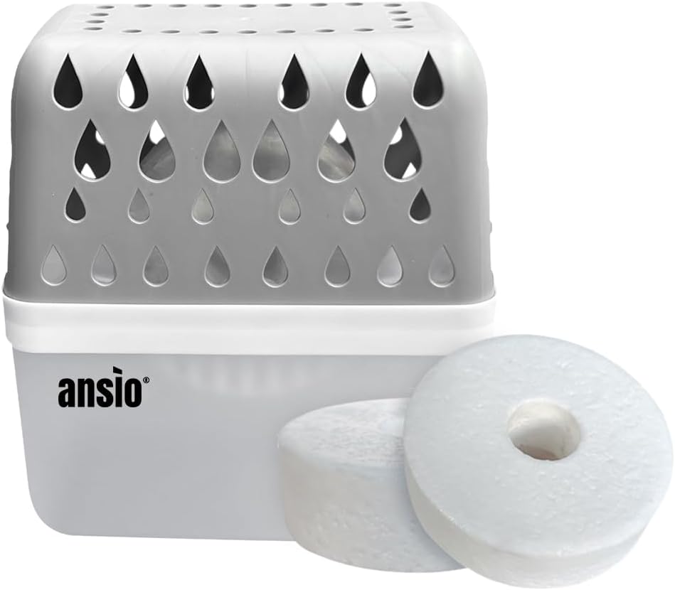 ANSIO 360º Moisture Absorber,1 Device & 2 Refill Tabs 450g – Absorbs Moisture Fast, Anti-Condensation & Mould Prevention – Refillable Condensation Absorber, Ideal for Home, Office, Garage, Bathroom