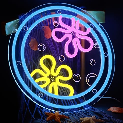 Image of Ocean World Porthole Neon Lights,LED Under Sea Porthole Neon Signs for Wall Decor,Neon Light Sign Neon Room Decor,USB Night Lights for Bedrooms,Game Rooms,Parties,Holiday Gifts(13.4 * 13.4in)