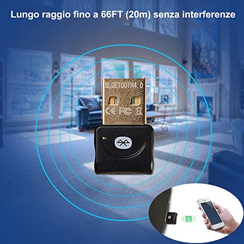 YiYunTE Adattatore USB Bluetooth 4.0 Ricevitore
