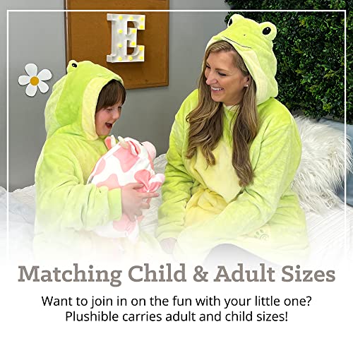 Image of Plushible Wearable Hooded Blanket for Adults, Oversized Hoodie with Sleeves & Pocket, 2-in-1 Comfy Hoodie Blanket Pillow - Frog