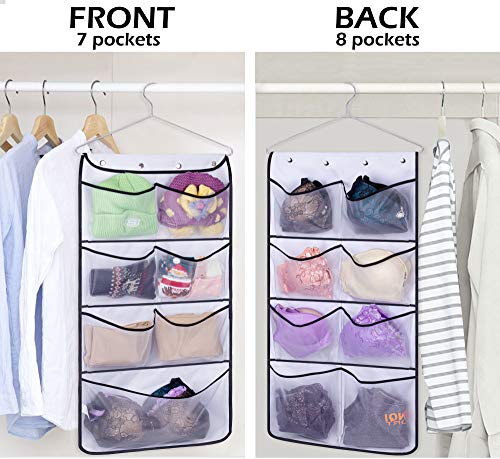 image for MISSLO Durable Hanging Closet Double Sided Bra Stocking Clothes Socks 