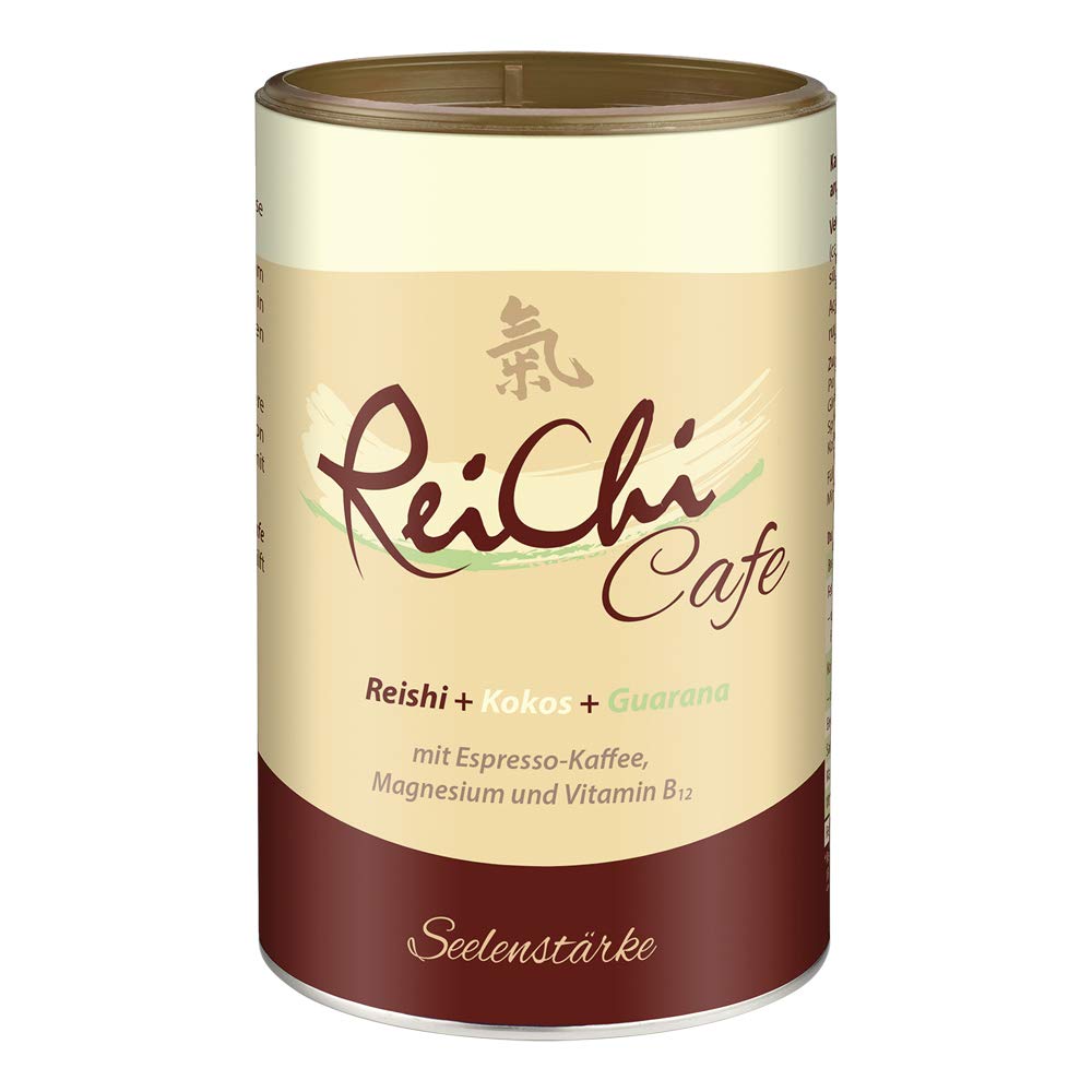 ReiChi Cafe I 400 g, 80 tazze I piacere del caffè esotico I funghi reishi, ginseng e cocco I caffeina da guaranà e caffè I magnesio + B12 I nervi, meno stanchezza¹ I vegan, senza additivi