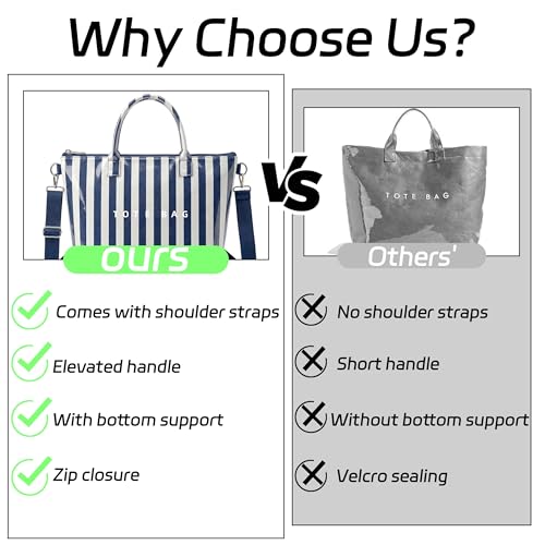 Image of GISMTR Large PVC Tote Bag for Women Letters Print Handbags Kraft Paper Shoulder Bag for Work Travel