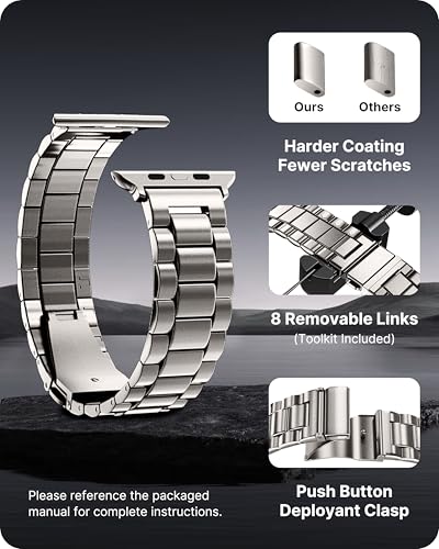 Fullmosa Metallarmband Kompatibel mit Apple Watch Armband Ultra 49mm, Metall Ersatzarmband f&uuml;r iwatch Ultra 3 2 1 49mm, Sternenlicht