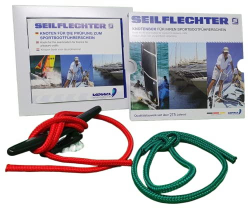 Seilflechter - Knotenbox für Sportboot Führerschein, SBF, Knoten Übungset für alle prüfungsrelevanten Knoten, See & Binnen
