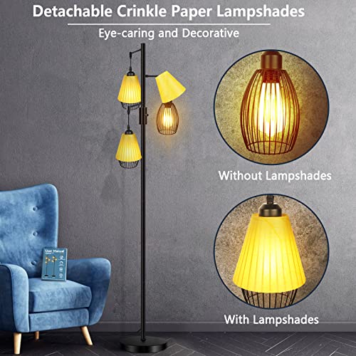 LTBLIGHT 68 Inch Industrial Floor Lamp with 3 Dimmable Edison Bulbs Black - image 4