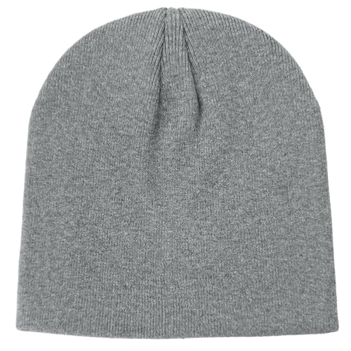 100% Cotton Beanie Hat for Men Women - Soft Unisex Winter Knit Skull Cap Stretch Fit Fashion Fisherman Beanie Gray