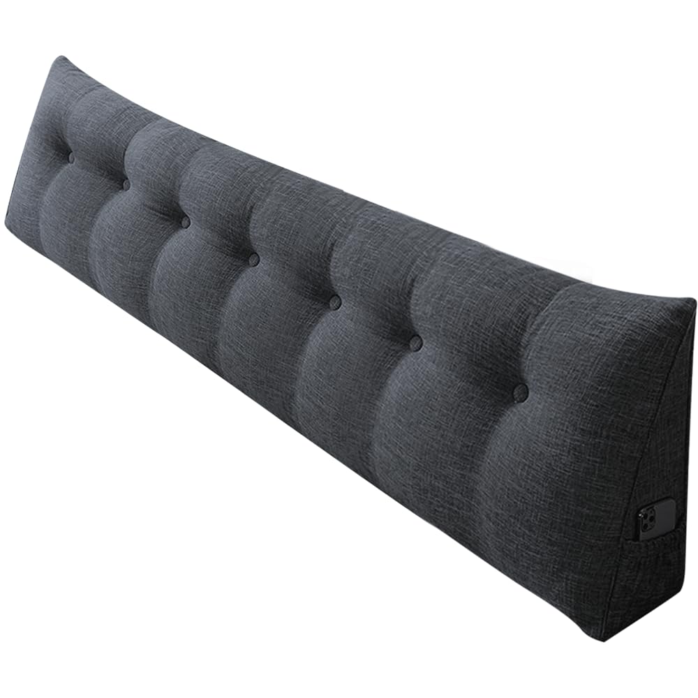 HUOLE Lesekissen Dreieckig Ausgleichend Kopfkissen für Kopfteil Lange Kissen für Sofa Bettruhe Keilkissen zum Lesen Entspannen Dreieckiges Lesekissen, 200 * 50 * 20 cm-Diva Grau