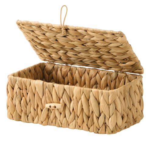 Image of StorageWorks Wicker Basket with Lid, Storage Baskets with Lids, Hyacinth | Woven Baskets with Lids for Shelves, Wicker Storage Baskets with Lids, Lidded Baskets for Organizing, Small, 1 Pack