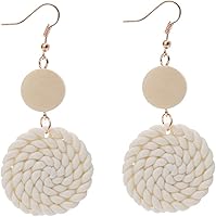 Handmade Polymer Clay Dangle Earrings - Minimalist Colorful Leaf Pattern Round Drops for Women