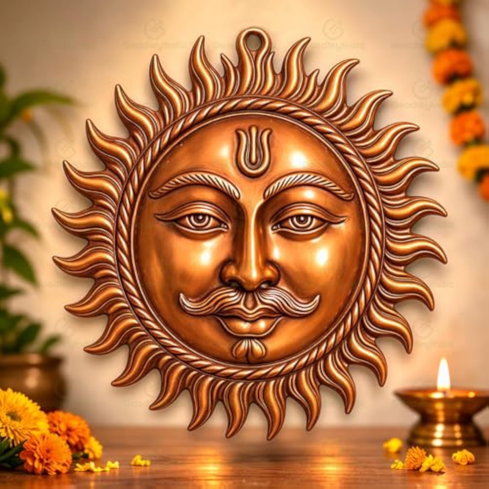 Copper Sun Face Wall Hanging for Positivity