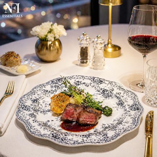 Image of NFI essentials 10 Inch Premium Ceramic Dinner Plate, Serving Plate for Main Course, Pasta, Rice, Salad & Meals, Dishwasher Safe Kitchen Dinner Plate