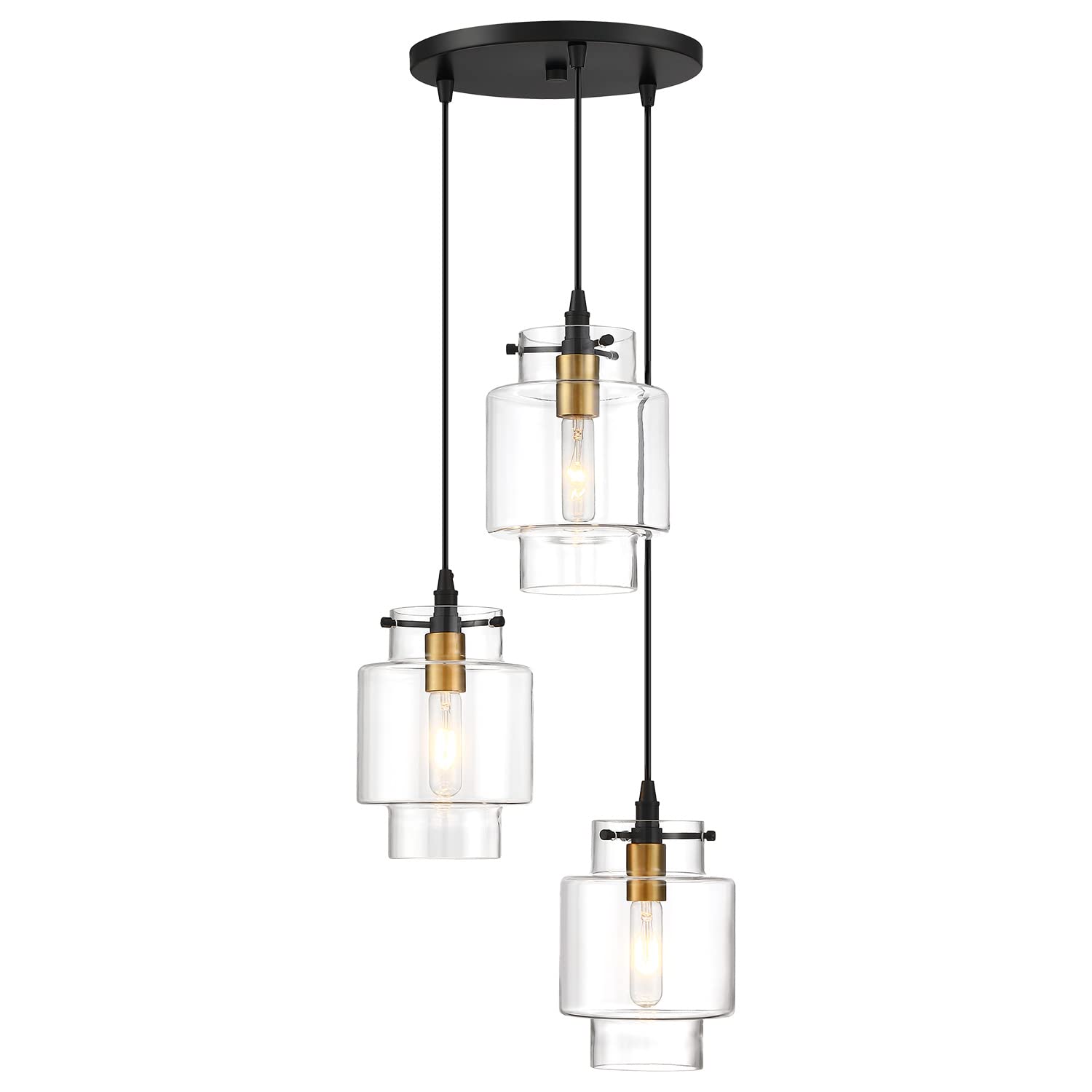 Buy MOTINI 3 Lights Glass Pendant Light Cluster Chandelier Black and