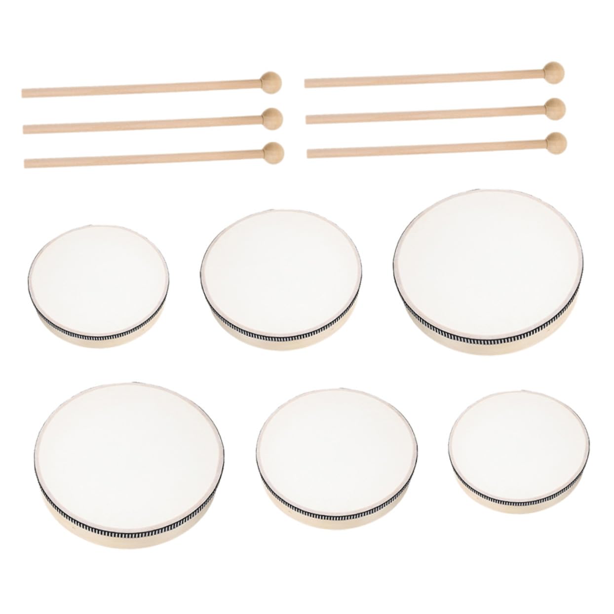 SUPVOX Pandereta de Percusión para Niños de Madera Ligera y Portátil con 6 Piezas y Baquetas, Adecuado para Fiestas, Educación Temprana y Entretenimiento Infantil
