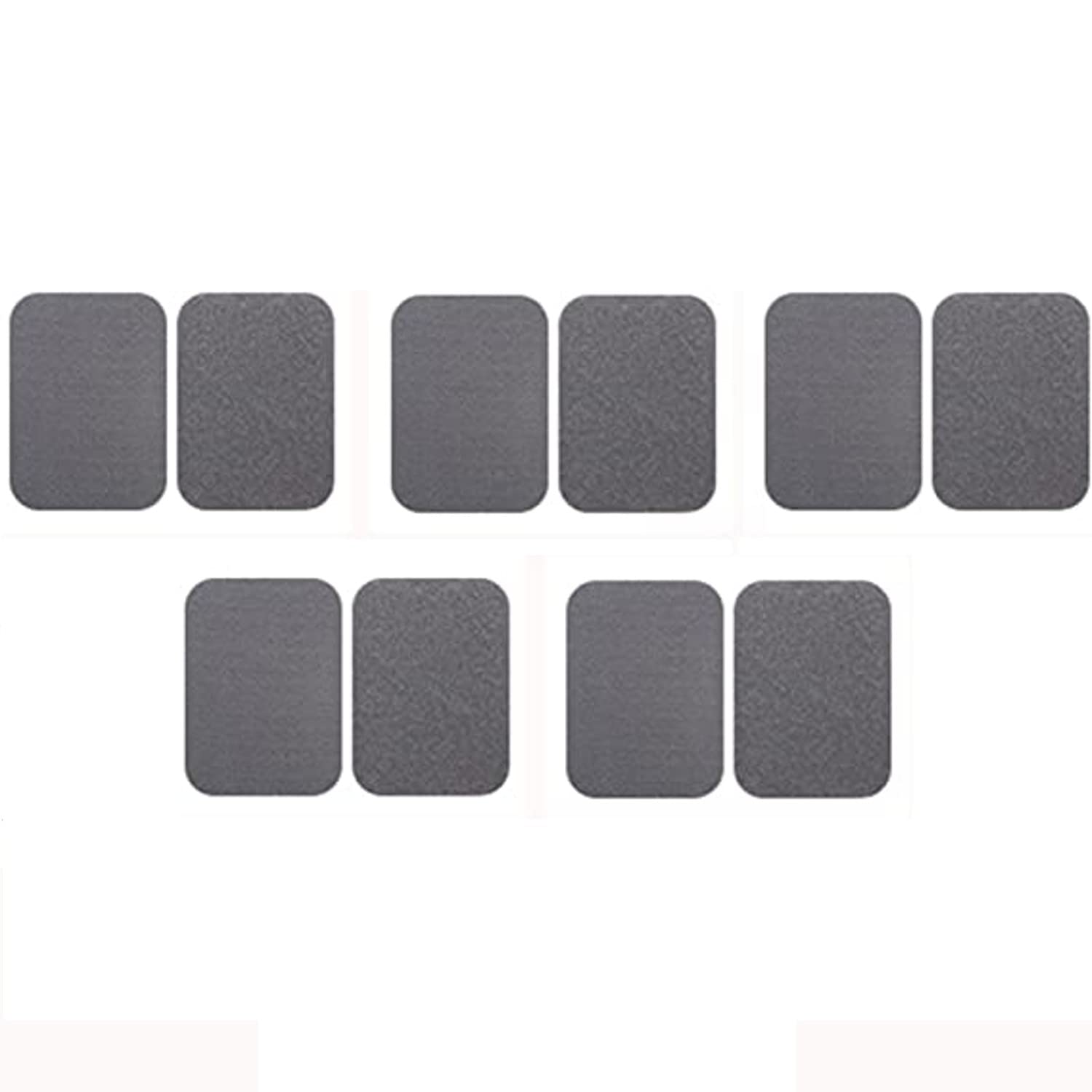 HEXONIQ® Adhesive Double Sided Sticky Pads, Hook and Loop Adhesive Back Fastening Tape Reusable for Home, Office, School & Workshop Use, 8cm X 6cm (Grey, Pack of 10)