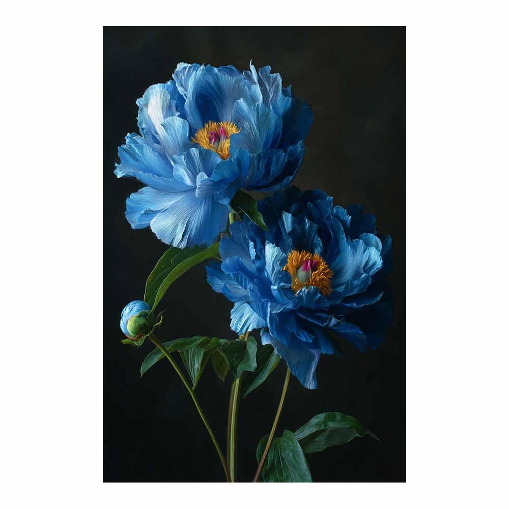Xeniou Multicolor Flowers Wall Art Deeps Blue Peonies Canvas Wall Art, For Bedroom Bathroom Living Room Home Wall Decor(Multicolor)-60X90cm Unframed