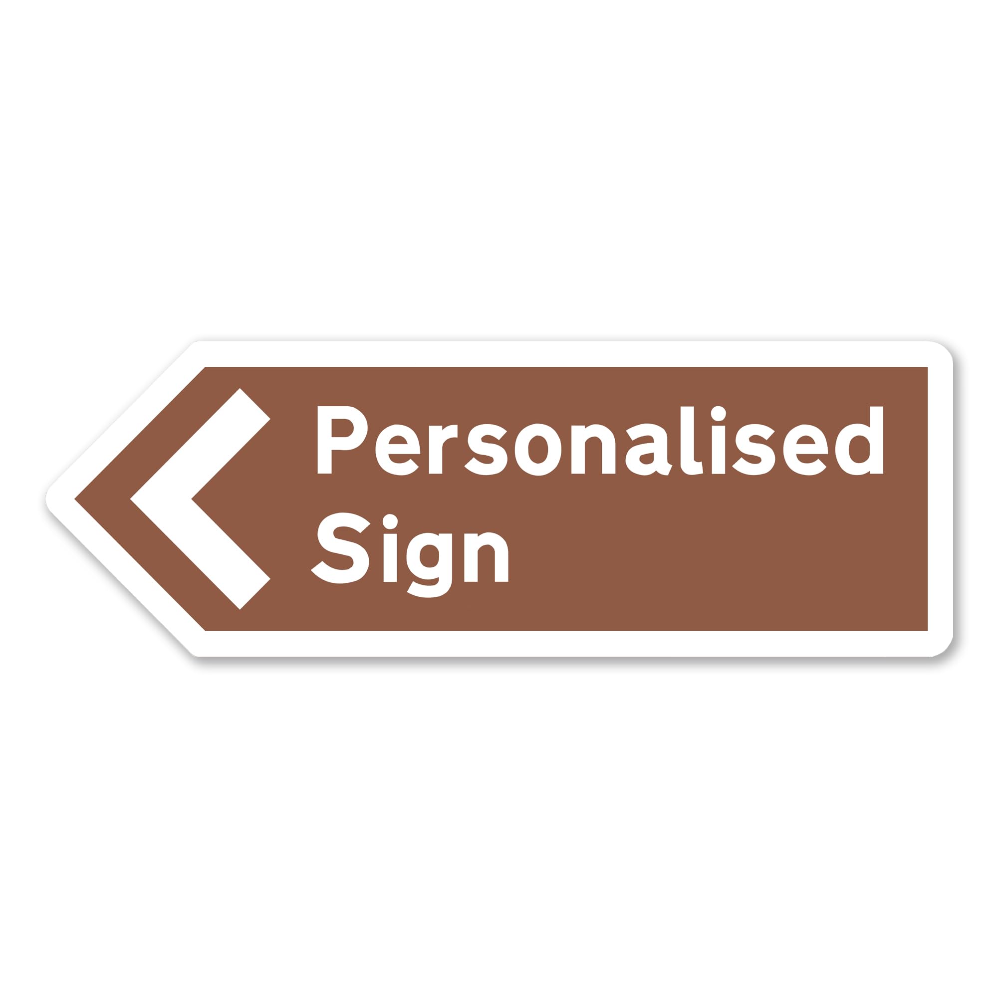 Generic Personalised UK Road Direction Arrow | Medium (29x10cm) - Pointing Left, Brown - Clean Look