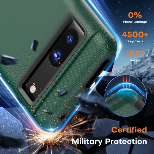 Tocol 5 In 1 For Google Pixel 7 Case, With 2 Pack Screen Protector + 2 Pack Camera Lens Protector, Protective Phone Case, [Military Grade Drop Protection] [Dual Guard],Alpine Green #TOP3