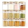ECOEVO Glass Jars with Bamboo Lids, Glass Spice Jars Set, Glass Food Jars and Canisters Sets, Spice Glass Jars Bottles, Small Food Storage Jars for Spice, herbs, (6oz)