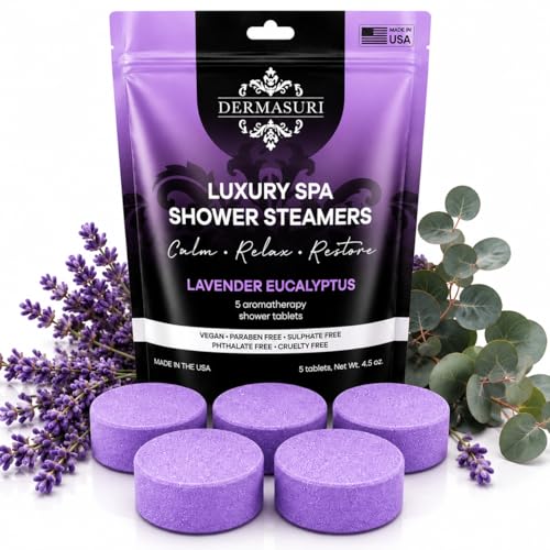 Dermasuri Shower Steamers Aromatherapy, Lavender Eucalyptus Shower Tablets