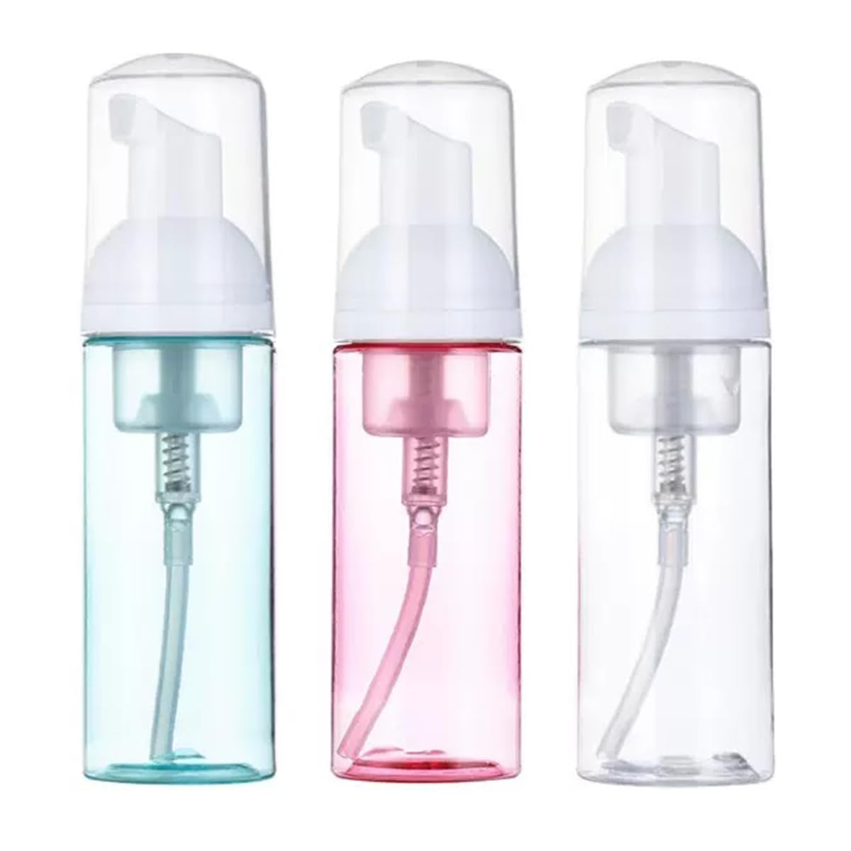 Confezione da 3 Flaconi Schiuma da Viaggio, 60ml - Dispenser Ricaricabili in Plastica Trasparente, Ideali per Sapone, Shampoo e Lavaggio Viso, Pratici e Compatti