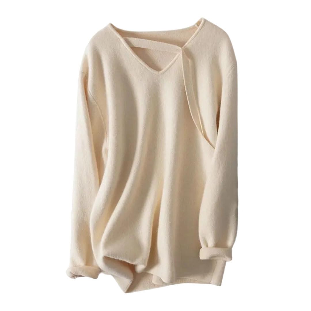 Maglione da donna a tinta unita con scollo a V autunno e inverno di media lunghezza maglione lavorato a maglia maglione