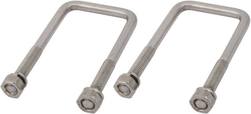 Sourcingmap M6 Thread 30mm Inner Width 304 Stainless Steel Square U Bolt Silver Tone 2pcs