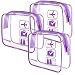3pcs Lermende TSA Approved Toiletry Bag with Zipper Travel Luggage Pouch Carry On Clear Airport Airline Compliant Bag Travel Cosmetic Makeup Bags - Purple