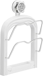 Soporte de pared para tapa de olla, bandeja de drenaje extraíble, organizador de cocina ajustable color crema con ventosas