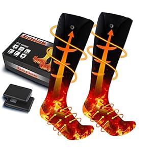 Heated Socks, Electric Heated Socks for Men Women, 5000mAh Rechargeable Battery Heat Insulated Sox Up to 12 Hours,Winter Washable Thermal Socks Foot Warmer for Outdoor Camping Skiing Fishing Riding