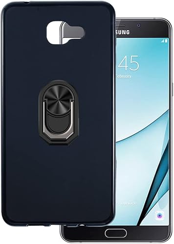 Funda de teléfono ultrafina para Samsung Galaxy A9 2016 + soporte de anillo con soporte, funda de silicona suave con pudín de gel para Galaxy A9 Pro
