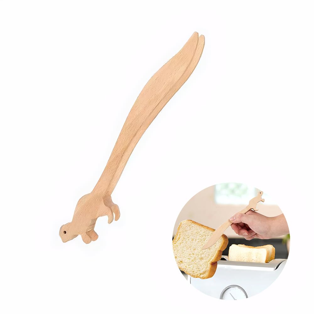 Primst Squirrels Toast Tongs, Pine Wood Tongs for Toaster, Multipurpose Mini Tongs for Appetizers, Pine Wood Utensils & Cute Kitchen Gadgets+1