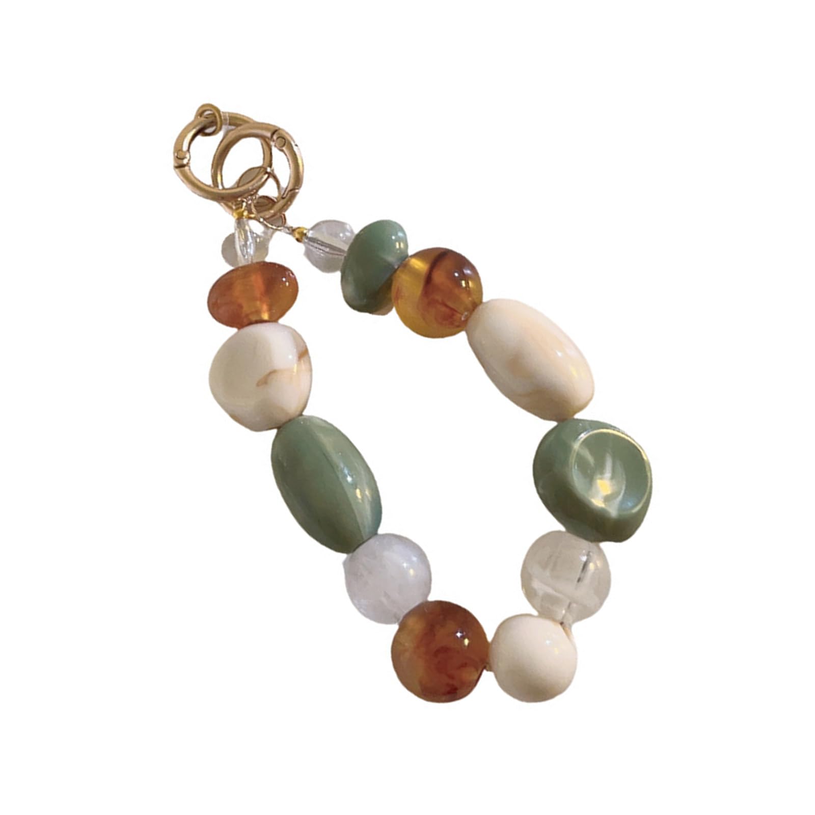 NEWFT Stylish Retro Colorful Beaded Bracelet Handmade Keychain Phone Strap Charm Chain for Cellphone and Bag Accessories