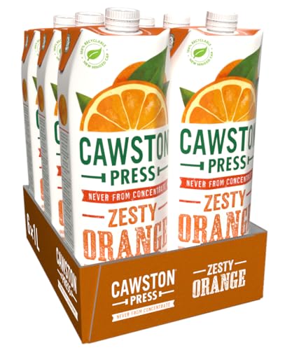 Cawston Press, 100% Squeezed Juice Cartons All Natural, Vegan, No Added Sugar Hand Picked Oranges, 1 L (Pack of 6)