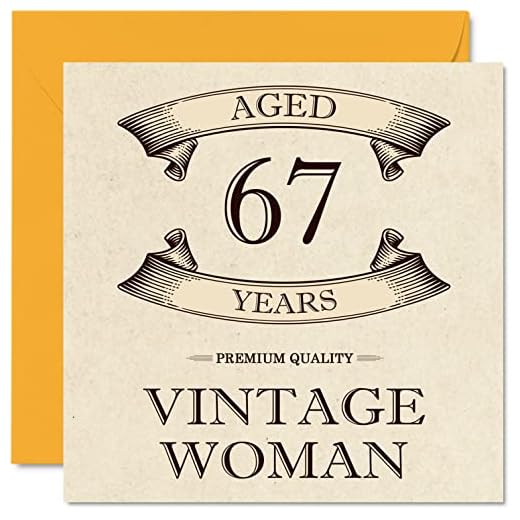 Tarjetas de cumpleaños vintage 67 para mujer, 67 años, divertida tarjeta de cumpleaños para mamá, hermana, esposa, novia, niñera, abuela, tía, tarjeta de felicitación para mujer, 67 cumpleaños