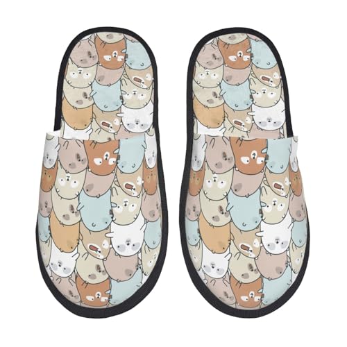 Lovely Bear Print House Slippers For Women And Men,Soft Slippers With Memory Foam,Non-Slip Indoor Home Shoes